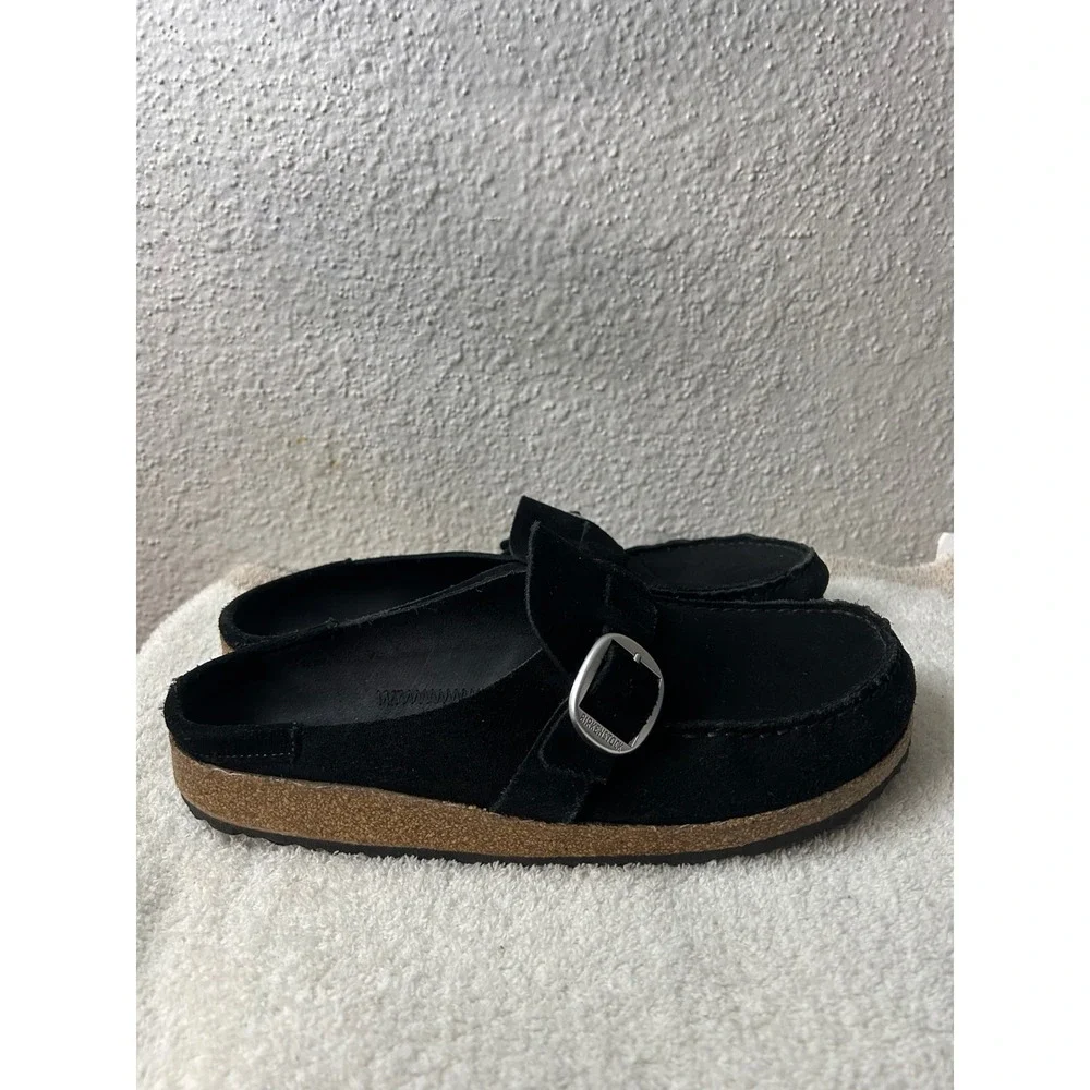 Birkenstock Buckley Black Suede Moccasin Clogs Mules 42 M9